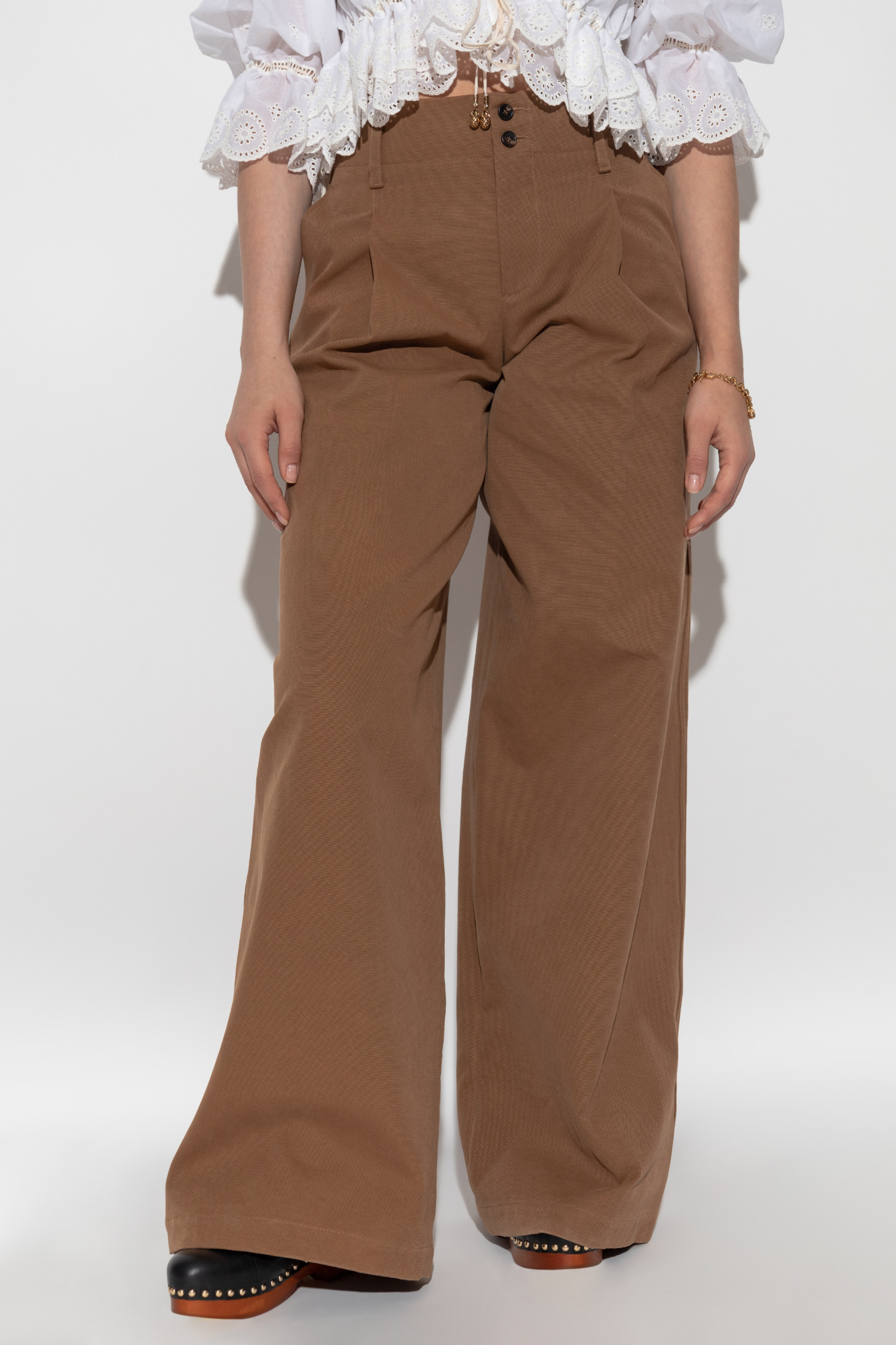 パンツ Chloe FW25 Brown cotton wide-leg pant (CH25APA11365 208) Chloé Wide-leg pants | Women's Clothing | Vitkac